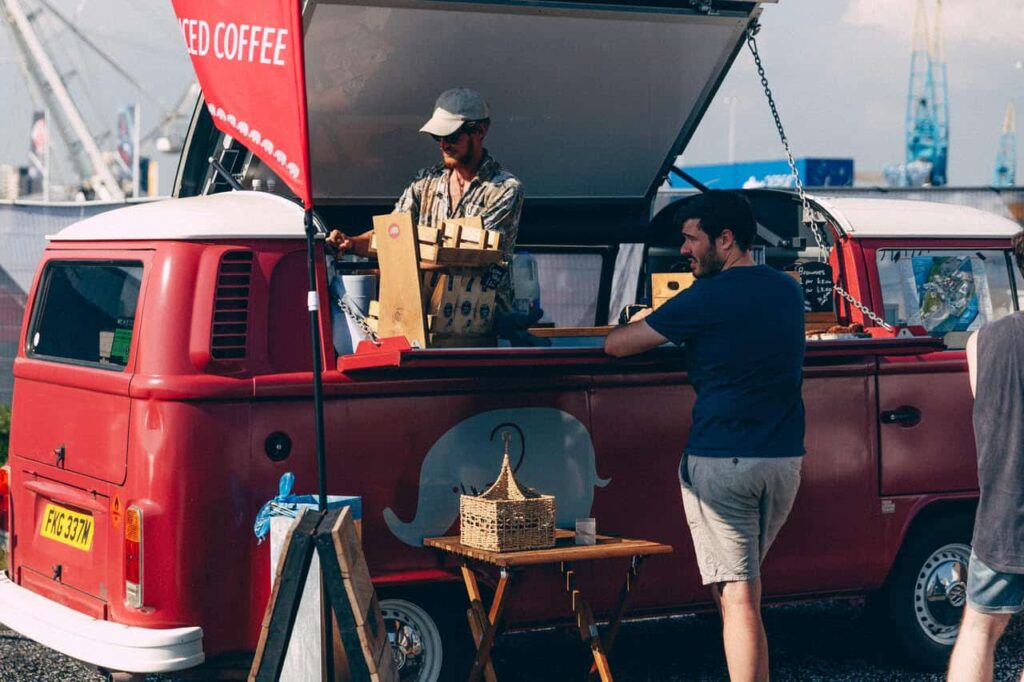 A mobile coffee catering van delivering a Pop-up experience