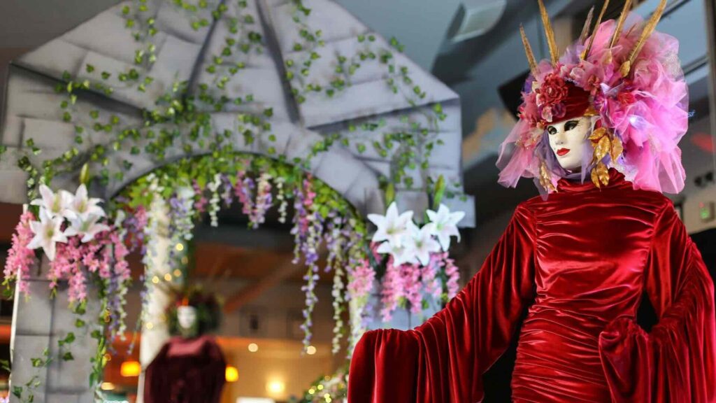 Floral walkabout characters at an event