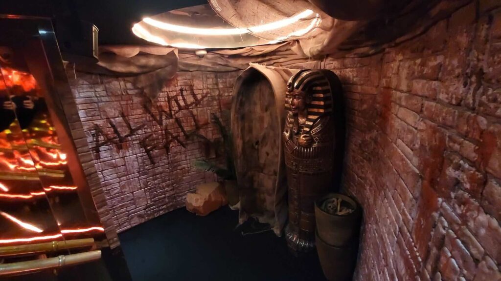 London Reign nightclub tomb props in stairway.