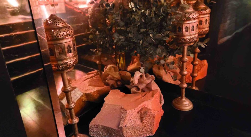 Bespoke ancient Egyptian themed events props including rocks and lamps.