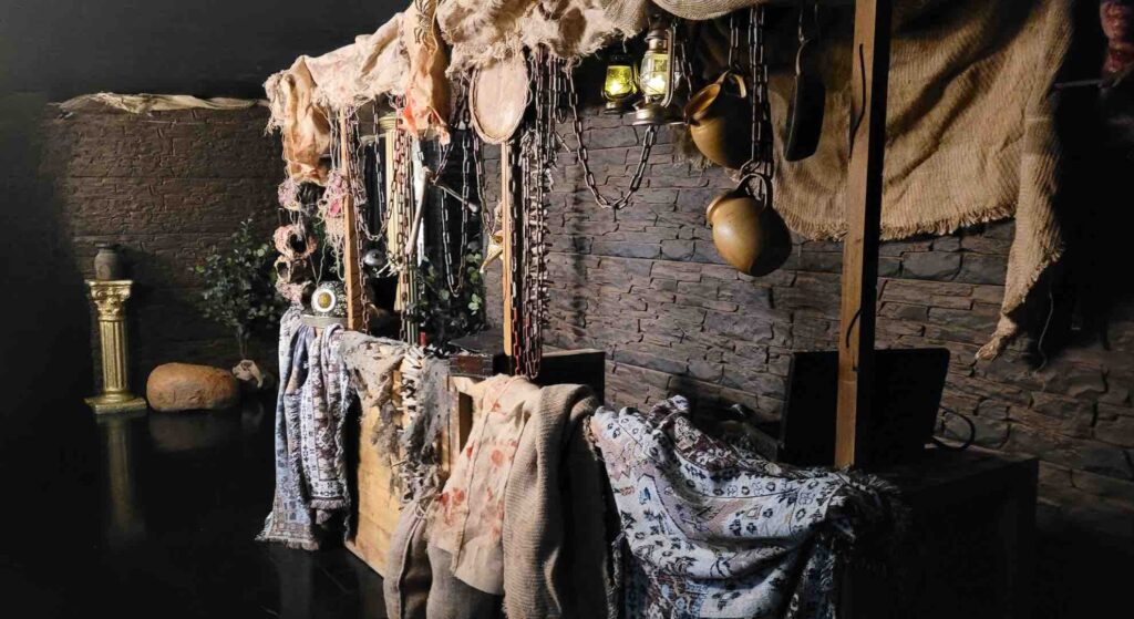 Egyptian themed marketplace we designed and installed for this Halloween Egyptian event theming.