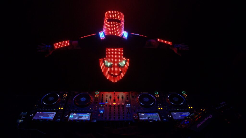 An image of a light-up tron DJ