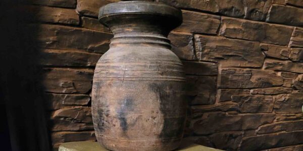Close up of an authentic pot used as a prop for an Egyptian themed event.