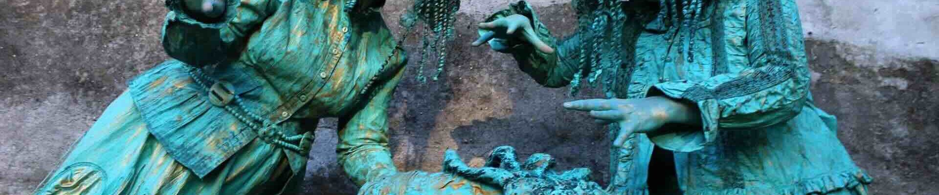 Turquoise-and-Gold-Living-Statues-Spooky-Halloween-Theme