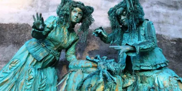 Turquoise-and-Gold-Living-Statues-Spooky-Halloween-Theme