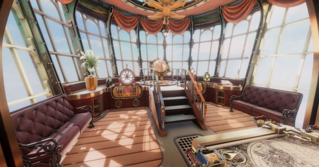 Virtual reality escape room environment.