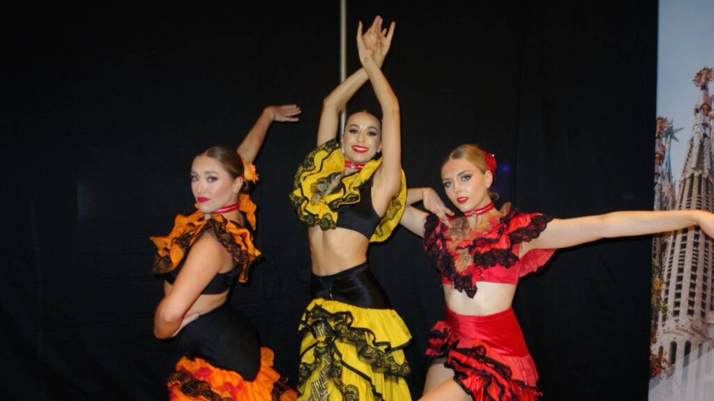 Can Can girls entertaining at an around the world themed conference event.