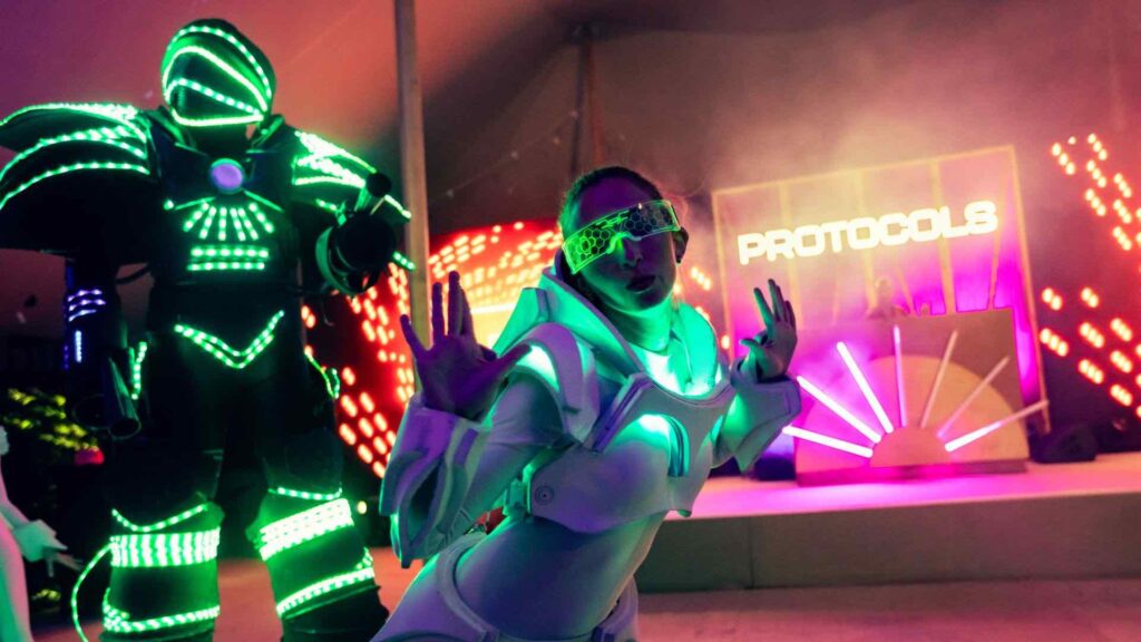 Glowing walkabout entertainment for events.