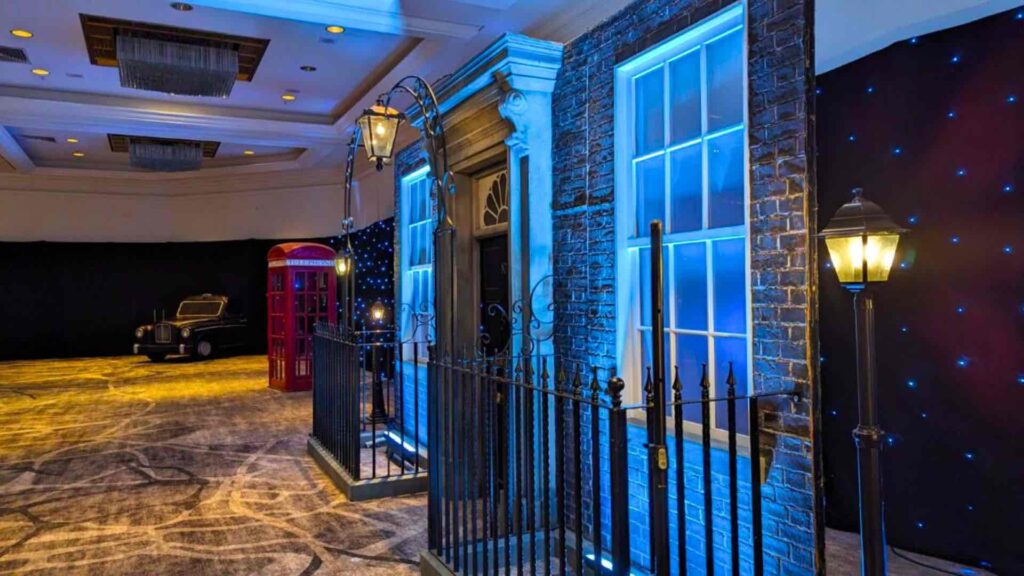 A downing street set design for an around the world event