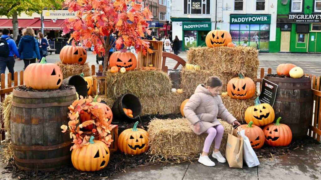 Pumpkin yard set design for Liverpool BID.