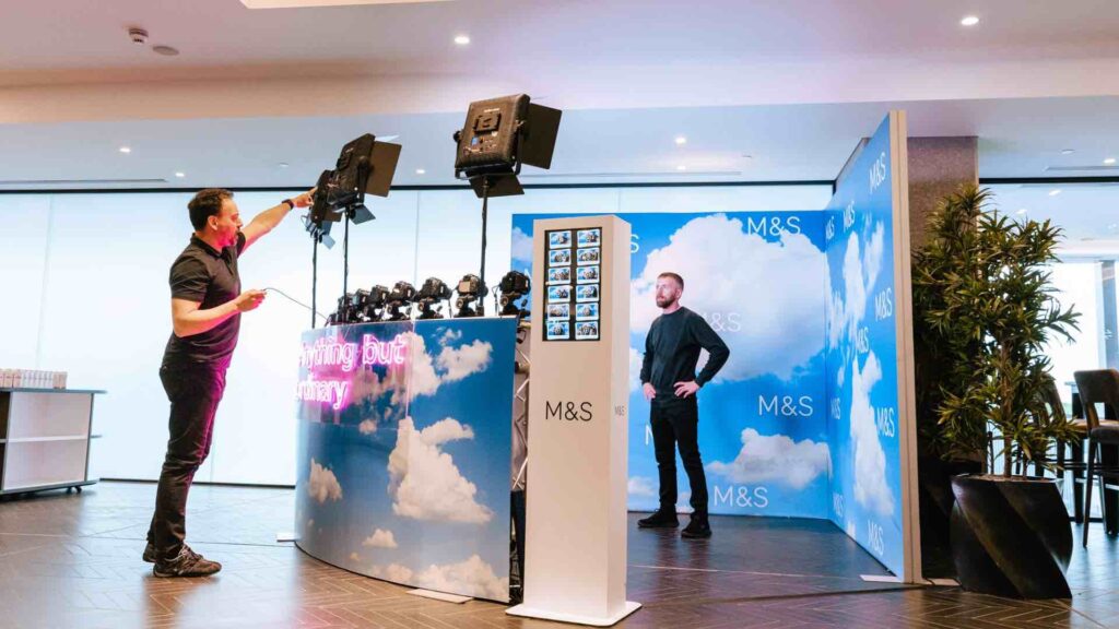 A 180 degree photobooth at a Marks & Spencers branded event