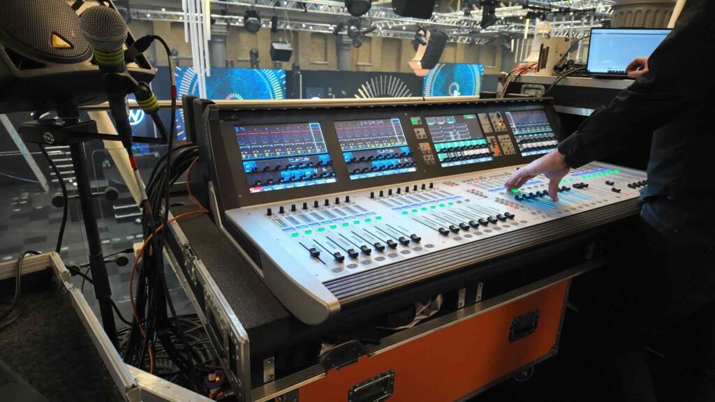 A behind the scenes sound check image from a Julia Charles Event Management event.