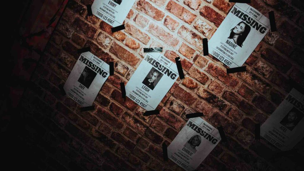 Missing people posters for Halloween events.