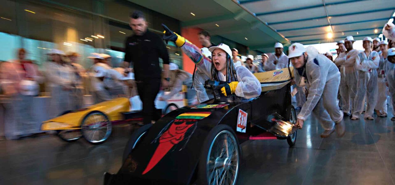 Employees-Enjoying-Formula-One-Team-Building-Challenge