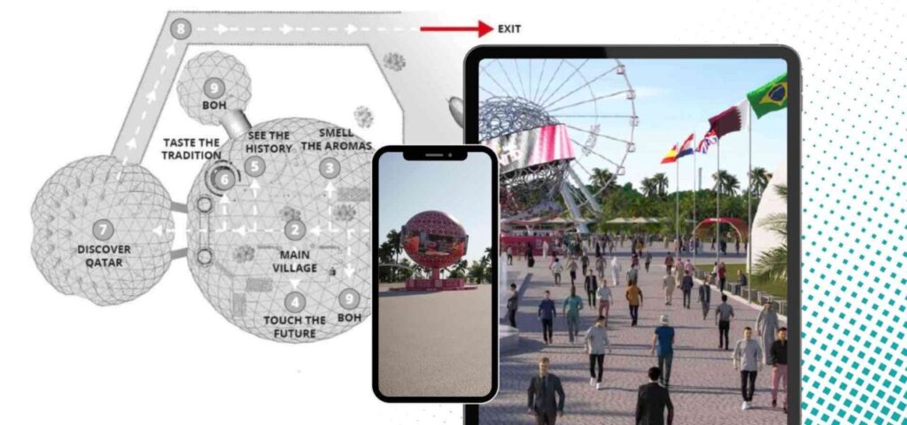 An overlay of event technology with mapping for an outdoor event.