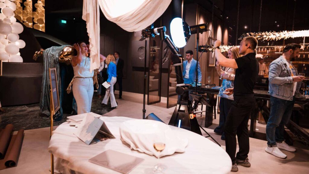 A glambot used as part of a luxury party event.