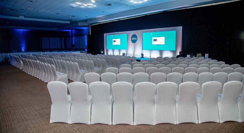 Behind the scenes at the set up of a revenue kick-off event.