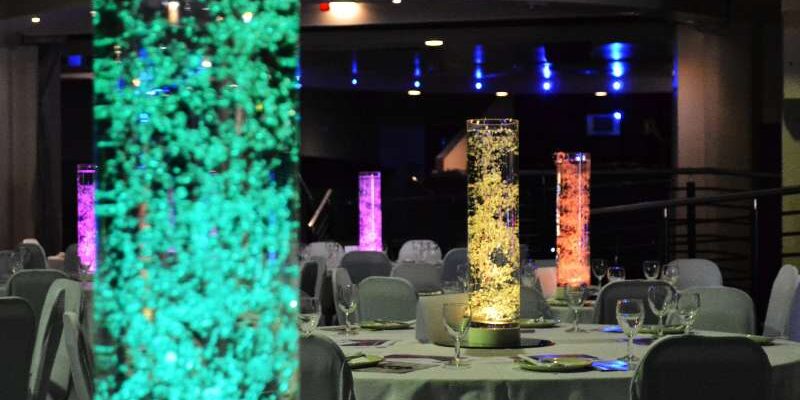 Bubble tube table centrepieces for corporate events. Bubble tube table centrepieces for corporate events.
