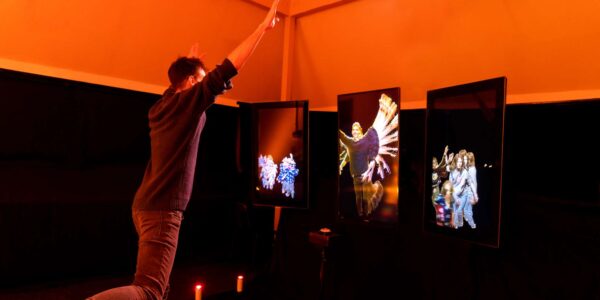 Guests experiencing next-level engagement with our augmented reality mirror hire.