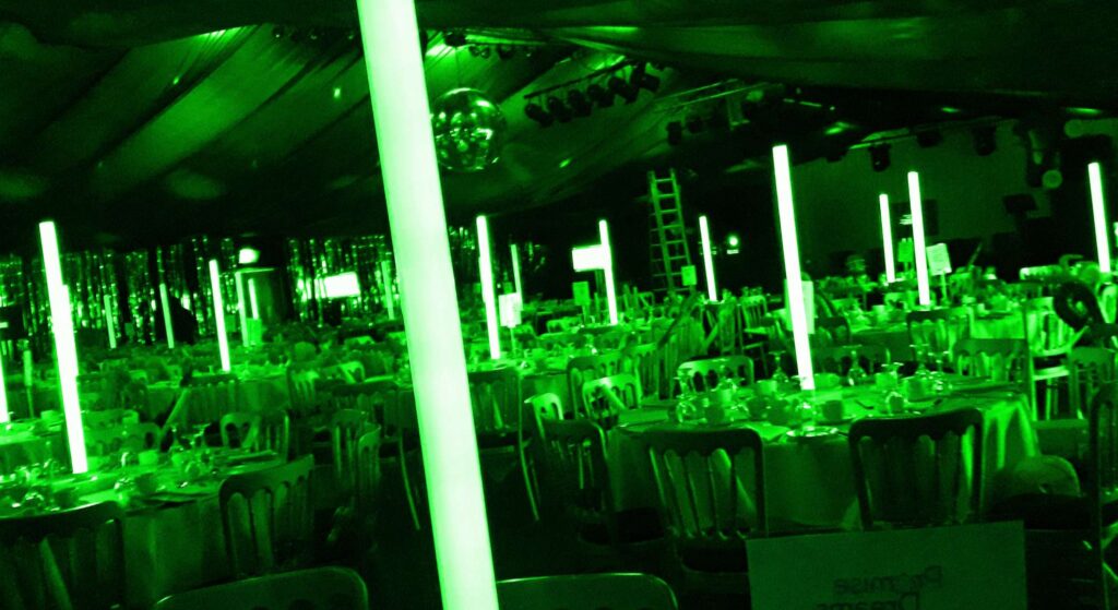 LED sabre centrepiece for corporate events.