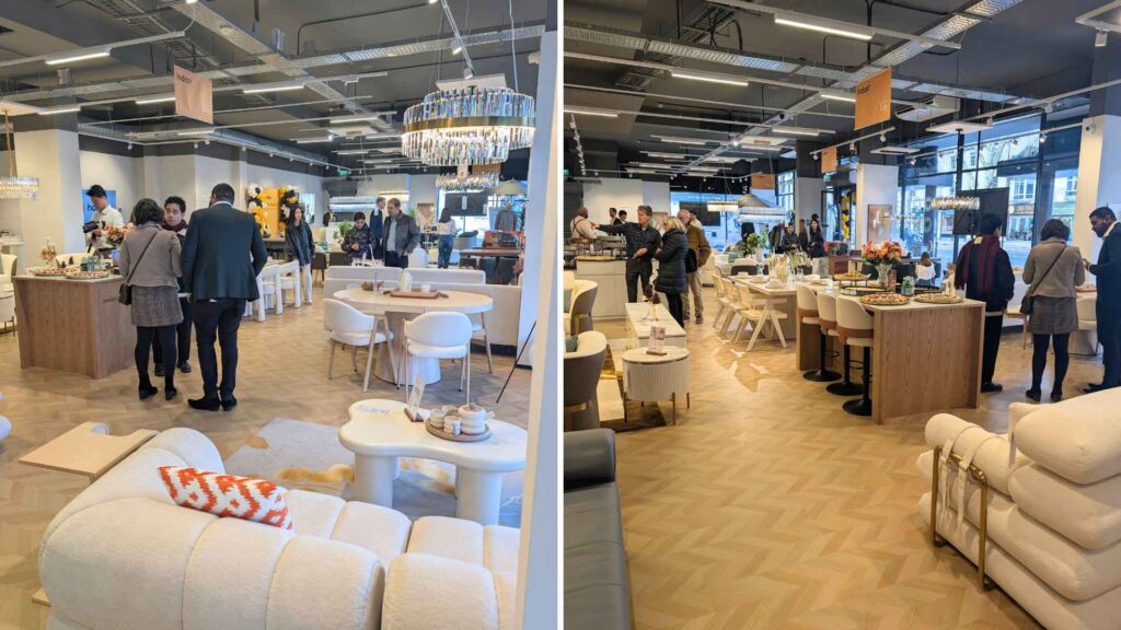 Guests inside Homary store launch in Chiswick for opening day experience.