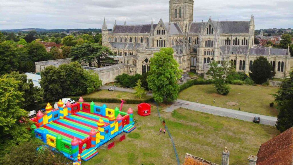 Bouncy castle at heritage English visitor attraction.