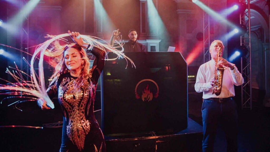 An immersive DJ show with singers and performers.