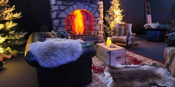 Apres ski lodge inspired seating area.