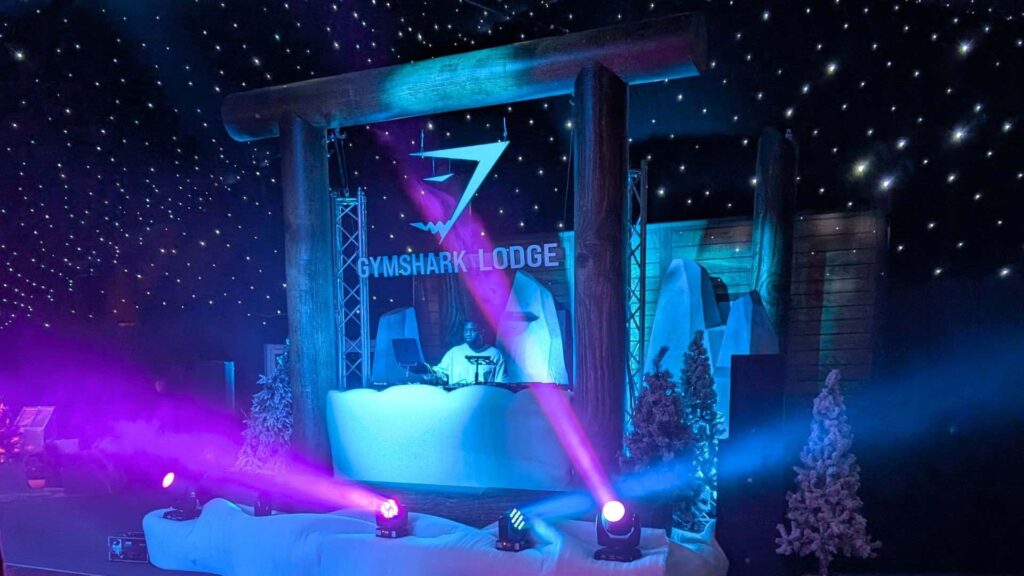 Bespoke Gymshark Lodge DJ booth.