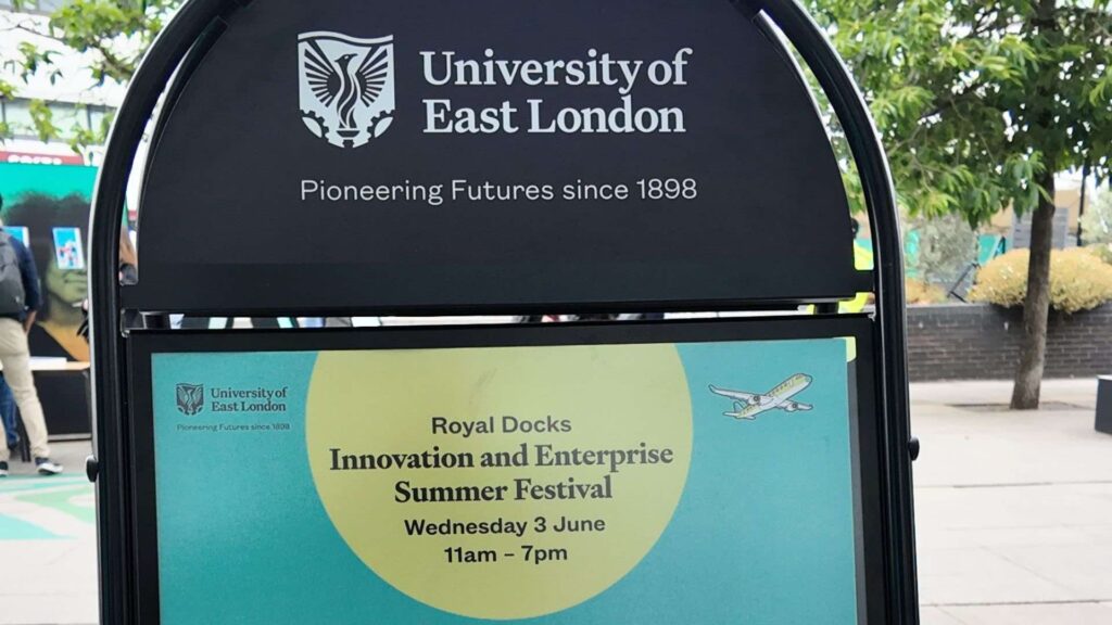 University of East London signage for the UEL Summer Festival.