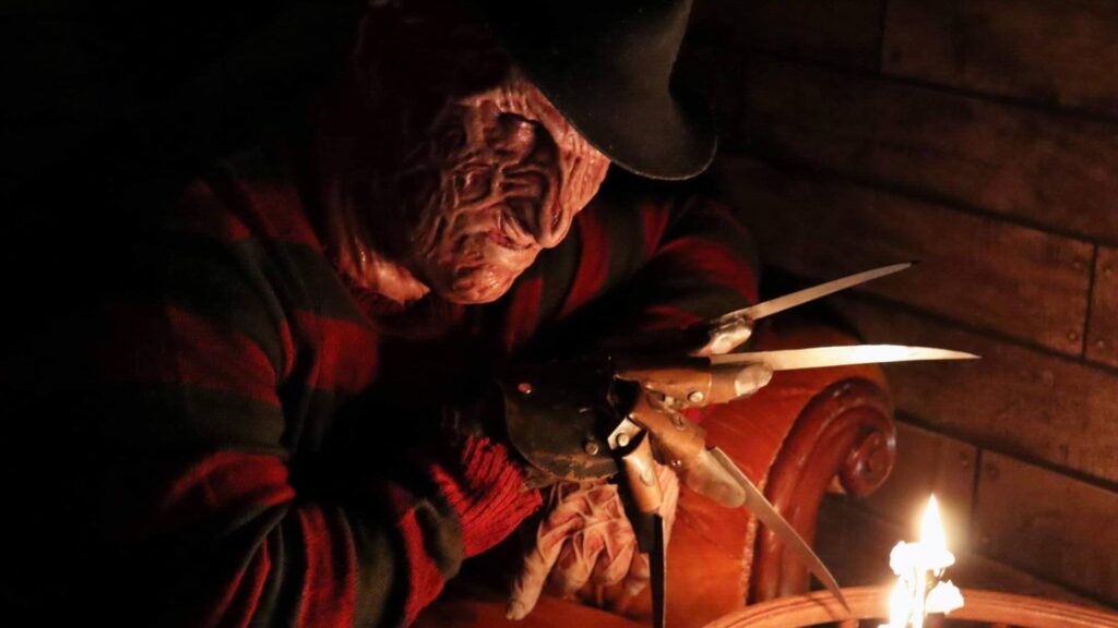 A Freddy Krueger movie actor performing for a Halloween event.
