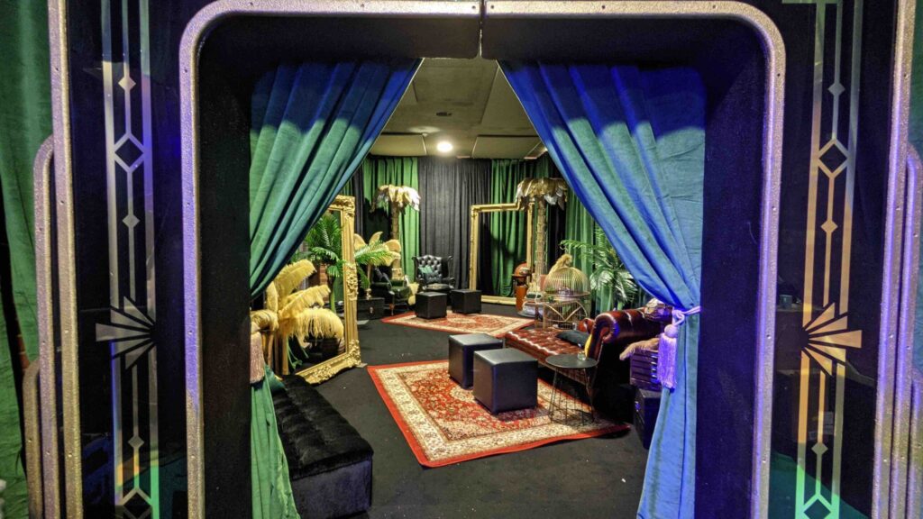Great Gatsby 1920s secret lounge event space.