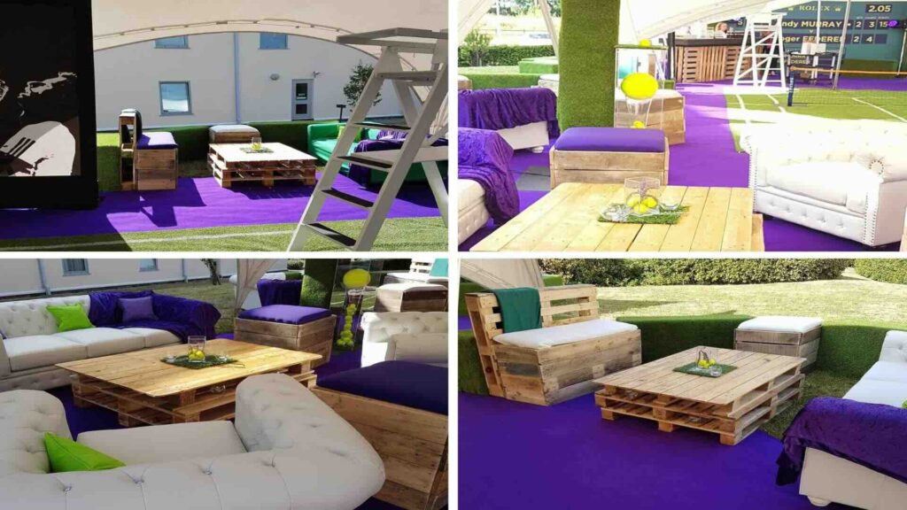 A wimbledon party hospitality area for an event.