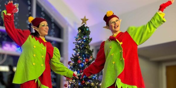 Comedy-Stilt-Walking-Elves-Corporate-Christmas-Parties