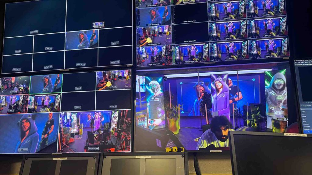 Livestream production behind the scenes, with multiple camera angles.