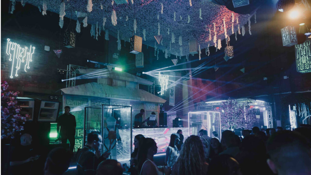 Corporate event delivered in London with guests engaging in a branded activation